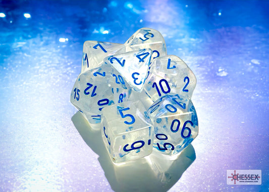 Borealis Icicle/light blue Luminary Polyhedral 7-Dice Set - Image 1
