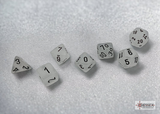 Frosted Clear/black Polyhedral 7-Dice Set - Image 1