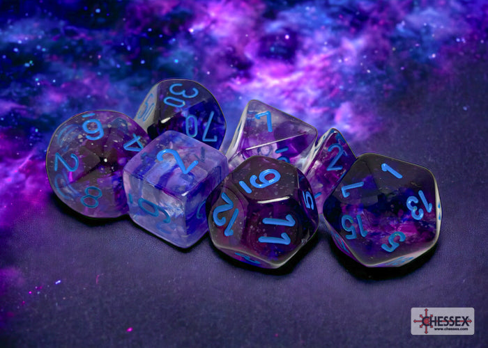Nebula Nocturnal/blue Luminary Polyhedral 7-Dice Set - Image 1 - Dice & Accessories - Image - Pop Weasel