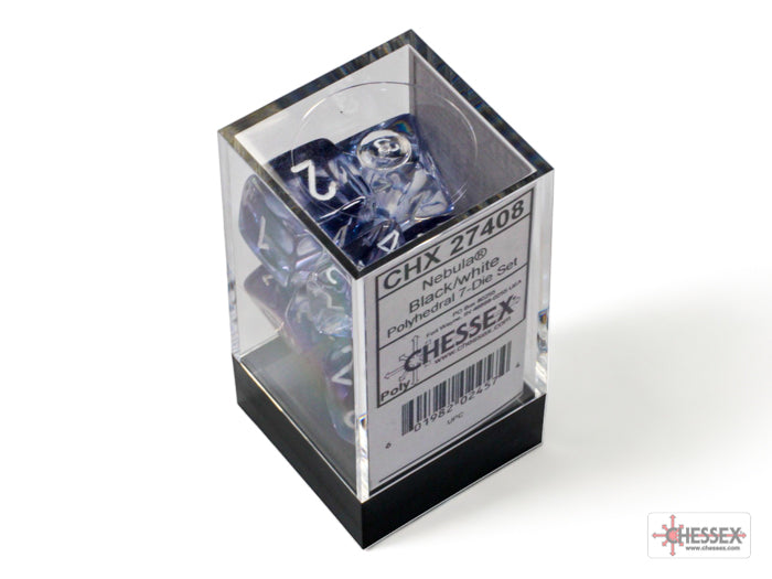 Nebula Black/white Polyhedral 7-Dice Set - Image 3 - Dice & Accessories - Image - Pop Weasel