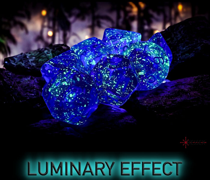 Nebula Nocturnal/blue Luminary Polyhedral 7-Dice Set - Image 4 - Dice & Accessories - Image - Pop Weasel