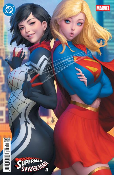 DC Marvel Superman Spider-man #1  | One Shot  M Stanley Artgerm Lau Supergirl & Silk Card Stock Var
