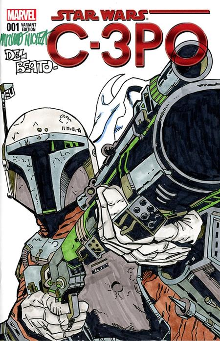 Df Marvel Comics Star Wars Commissioned Cover Art Signed And Remarked By Mariano Nicieza And Joe Delbeato With A Mandalorian Sketch - Magazine - Image - Pop Weasel