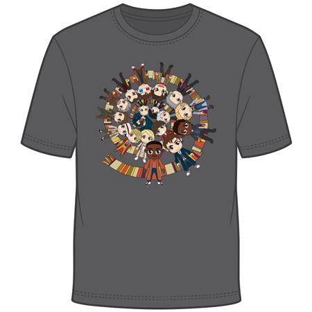DOCTOR WHO KAWAII TITANS DOCTORS SCARF VORTEX BY KELLY YATES T-SHIRT M - Clothing - Image - Pop Weasel