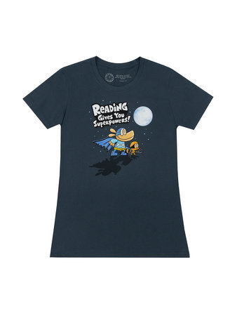 Dog Man: Reading Gives You Super Powers Women's Crew T-Shirt Medium - Clothing - Image - Pop Weasel