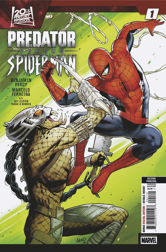 PREDATOR VS. SPIDER-MAN #1 GREG LAND 2ND PRINTING VARIANT - Image