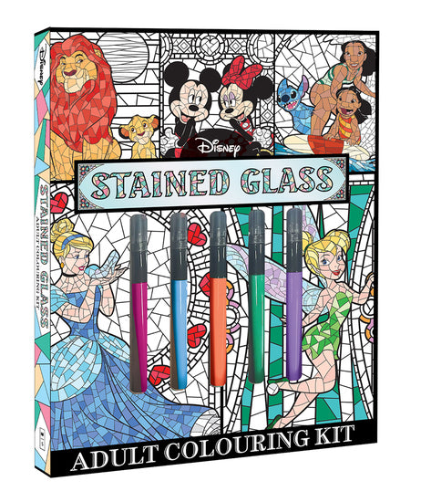 Disney: Stained Glass Adult Colouring Kit - Childrens Books - Image - Pop Weasel