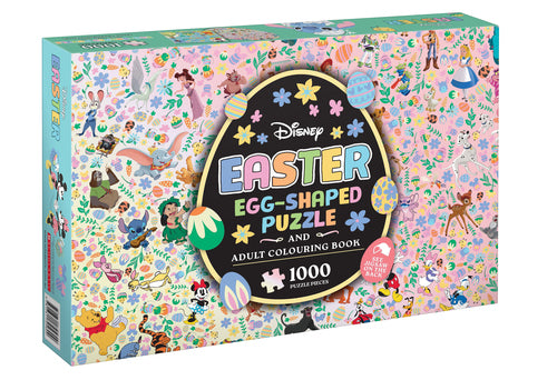 Disney: Easter Adult Colouring Book And Puzzle (1000 Piece Egg Shaped Puzzle)