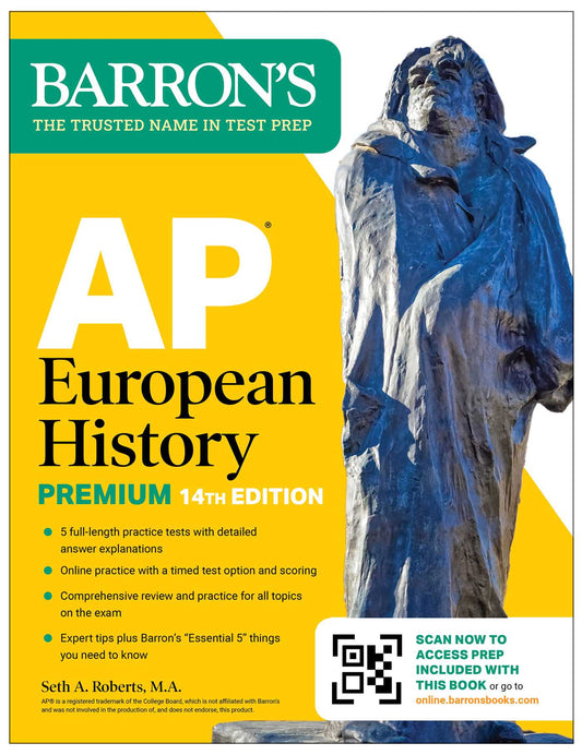 AP European History Premium, Fourteenth Edition: Prep Book with 5 Practice Tests + Comprehensive Review + Online Practice (2026) image