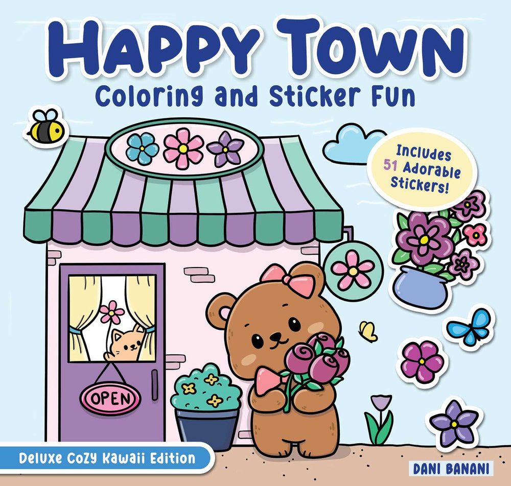 Happy Town Coloring and Sticker Fun - Childrens Books - Image - Pop Weasel