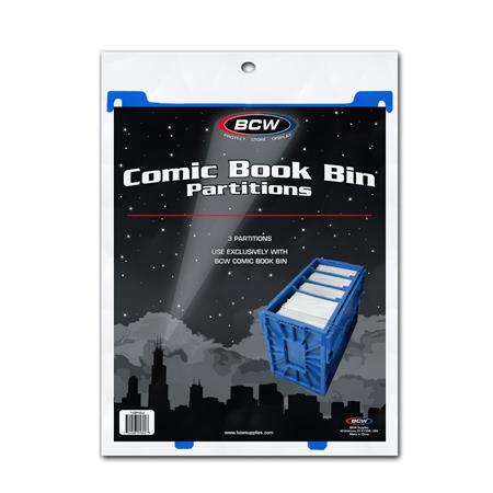 Comic Book Bin Partitions Blue (3 Pack) image