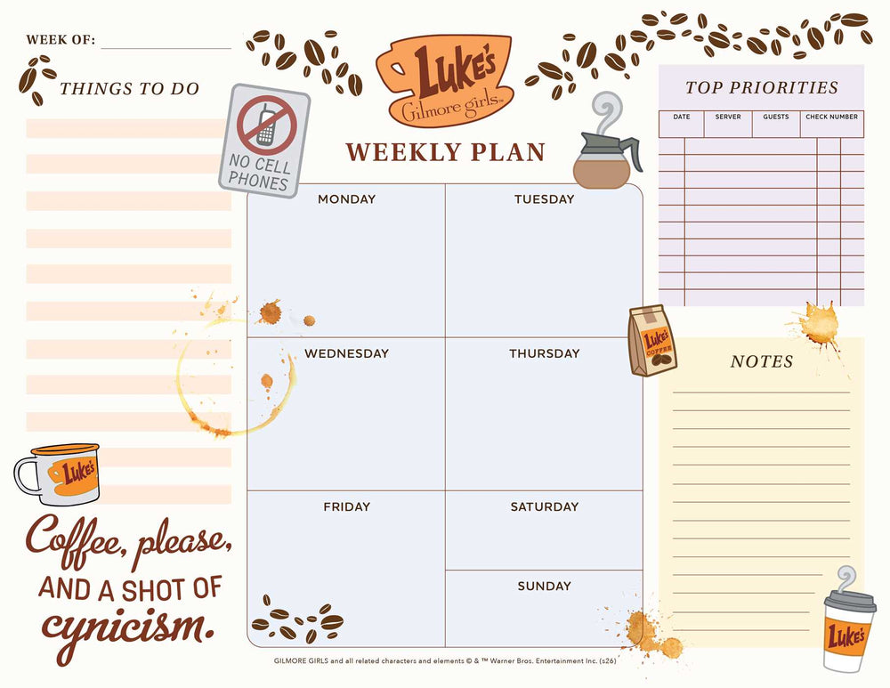 Gilmore Girls Weekly Planner Notepad - Stationery - Image - Pop Weasel