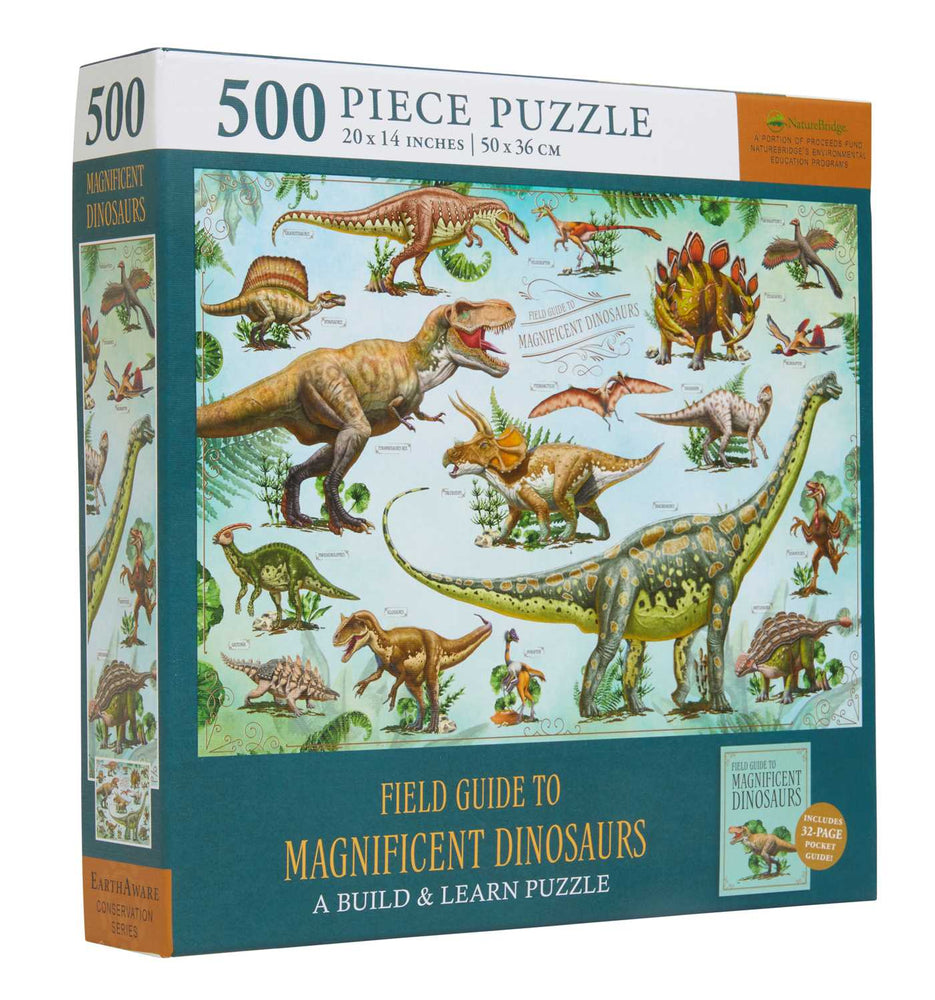 Magnificent Dinosaurs 500-Piece Puzzle and Booklet: (Jigsaw Puzzles for Kids and Adults, Dinosaur Gifts for Kids) - Puzzles - Image - Pop Weasel