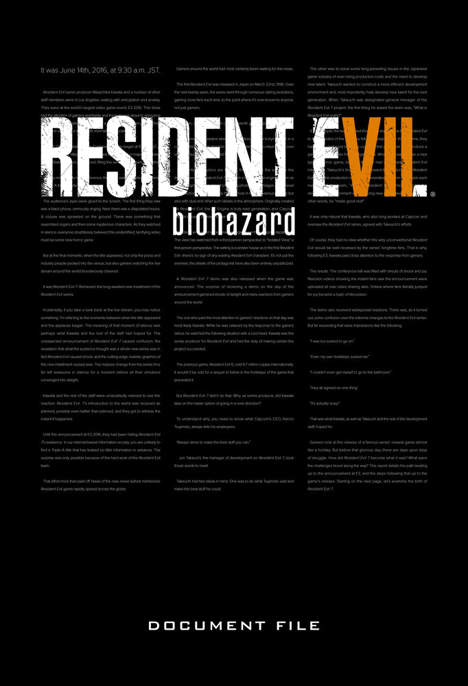 Resident Evil 7: Biohazard Document File | Hardcover - Books - Image - Pop Weasel