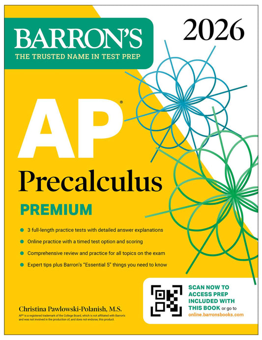 AP Precalculus Premium, 2026: Prep Book with 3 Practice Tests + Comprehensive Review + Online Practice image
