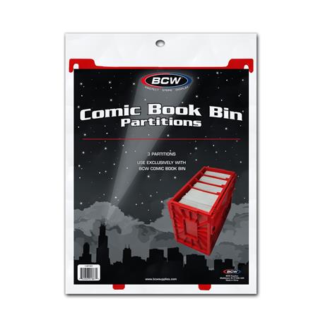 Comic Book Bin Partitions Red (3 Pack) image