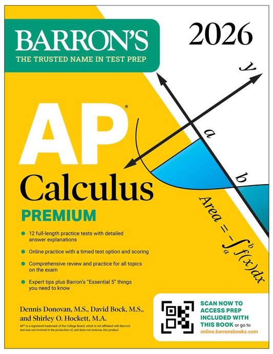 AP Calculus Premium, 2026: Prep Book with 12 Practice Tests + Comprehensive Review + Online Practice image
