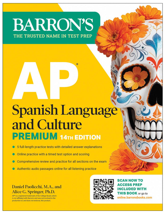 AP Spanish Language and Culture Premium, Fourteenth Edition: Prep Book with 5 Practice Tests + Comprehensive Review + Online Practice (2026) image