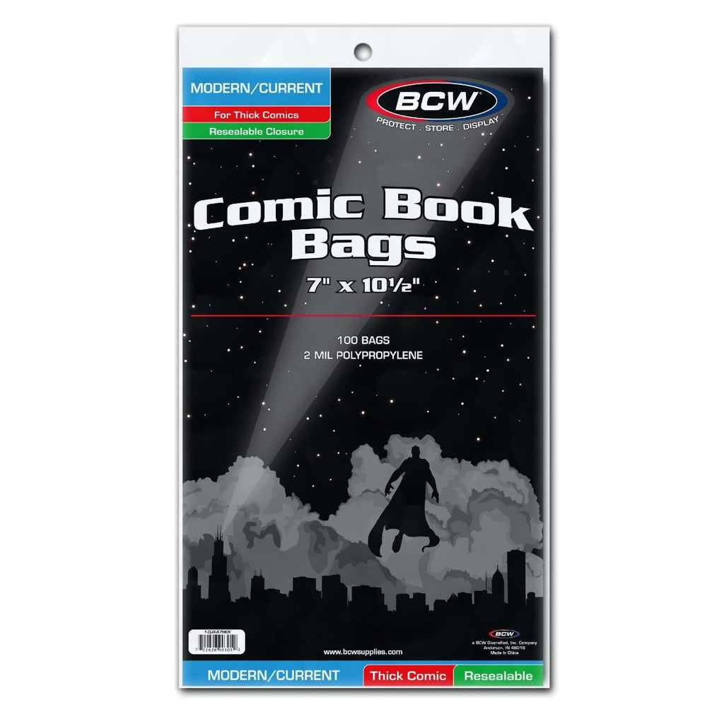 BCW Comic Book Bags Resealable Modern/Current Comic Books Thick (7" x 10" 1/2) (100 Bags Per Pack) - Supplies - Image - Pop Weasel