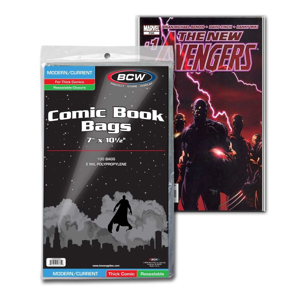 BCW Comic Book Bags Resealable Modern/Current Comic Books Thick (7" x 10" 1/2) (100 Bags Per Pack) - Supplies - Image - Pop Weasel