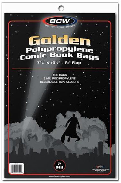 BCW Comic Book Bags Golden Comics (7" 5/8 x 10" 1/2) (100 Bags Per Pack) - Comic Accessories - Image - Pop Weasel